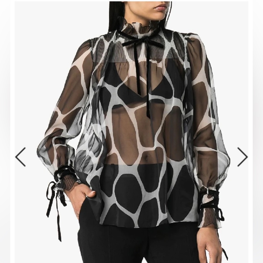 VALENTINO Giraffe Print Chiffon Blouse